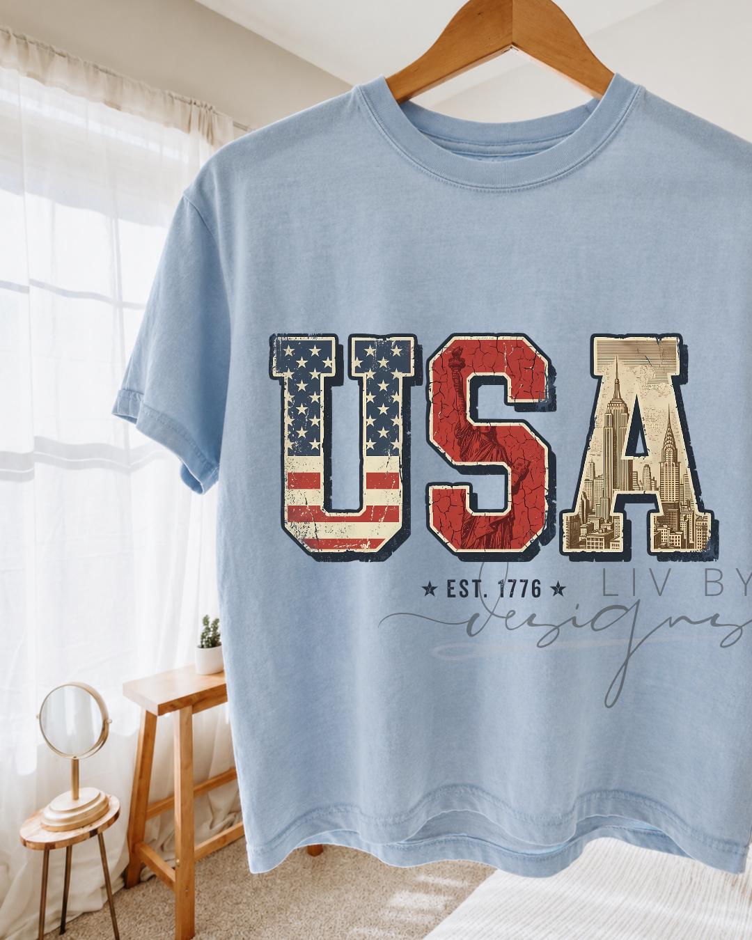 Big and Bold USA Graphic Crop Top | Comfort Colors Patriotic Cropped T-shirt for the 4th of July Holiday __etsy:8083101859