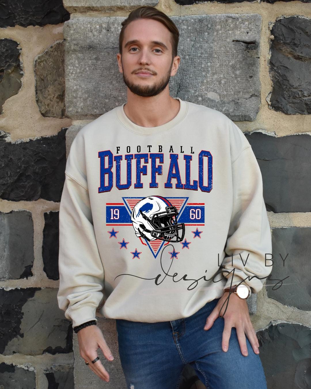 Buffalo Football Helmet Sweatshirt | Gildan Unisex Vintage Style