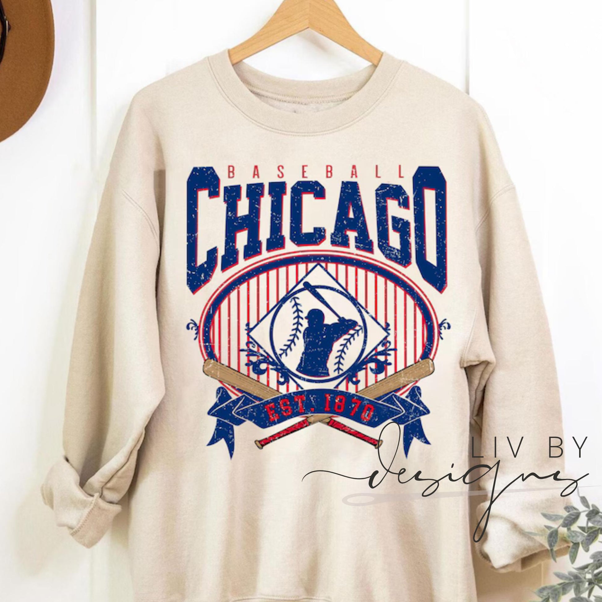 Chicago Baseball Crewneck Sweatshirt | Vintage Graphic Pullover | Bella + Canvas Fleece