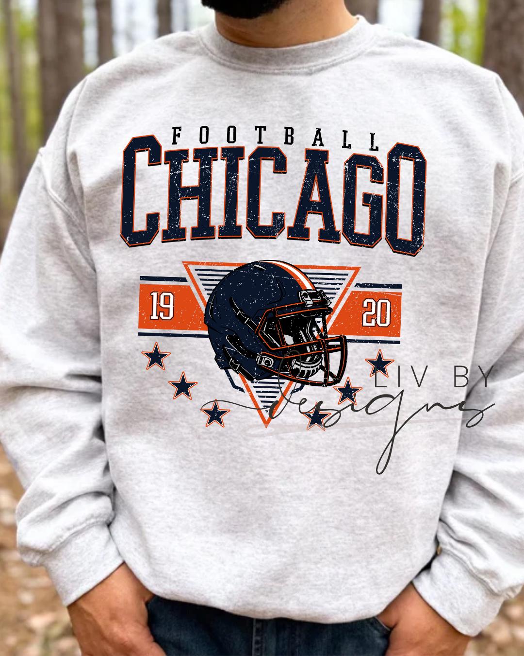 Chicago Football Sweatshirt | Retro Helmet, Gildan Unisex Crewneck