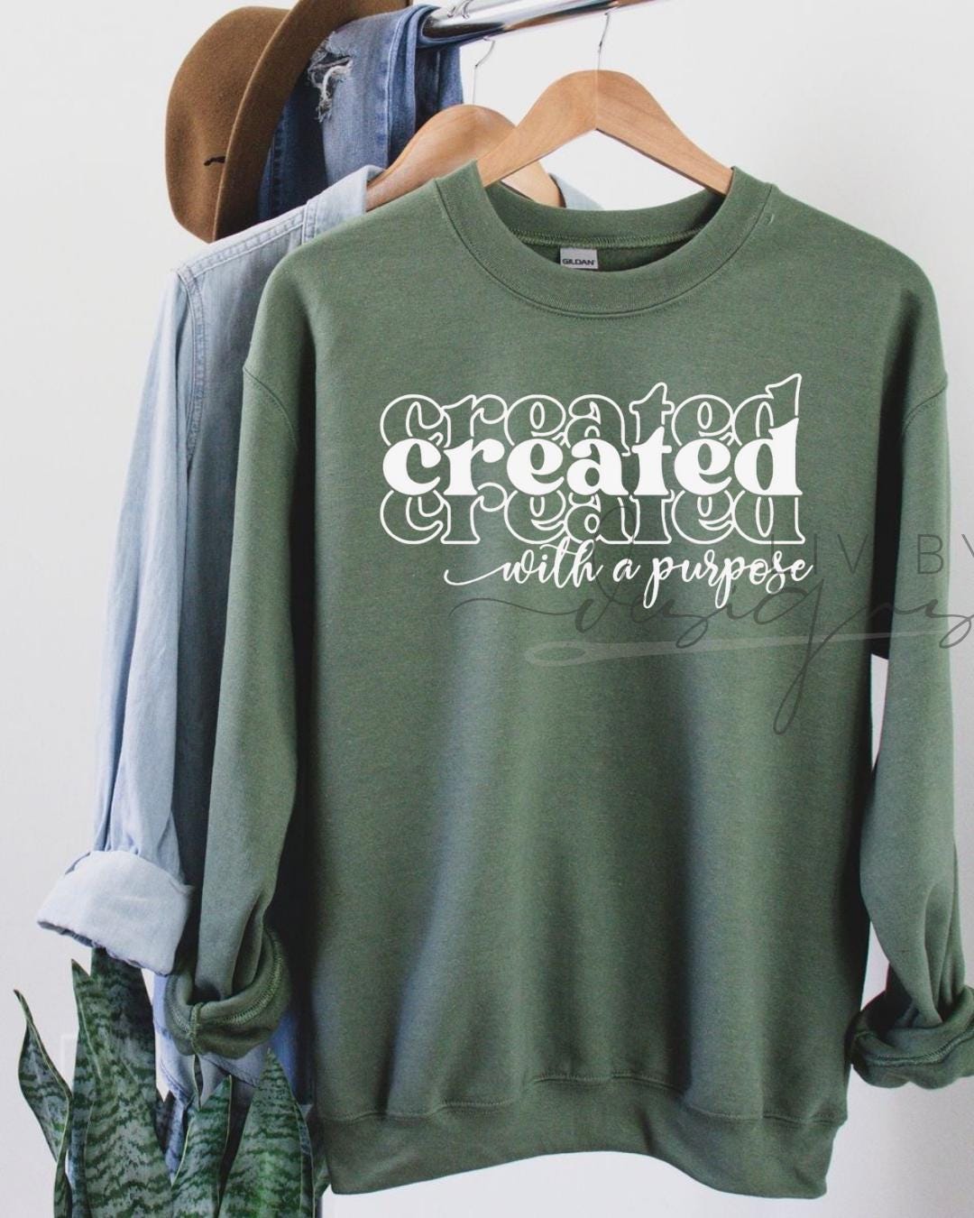 Christian Crewneck Sweatshirt | "Created with a Purpose" Graphic