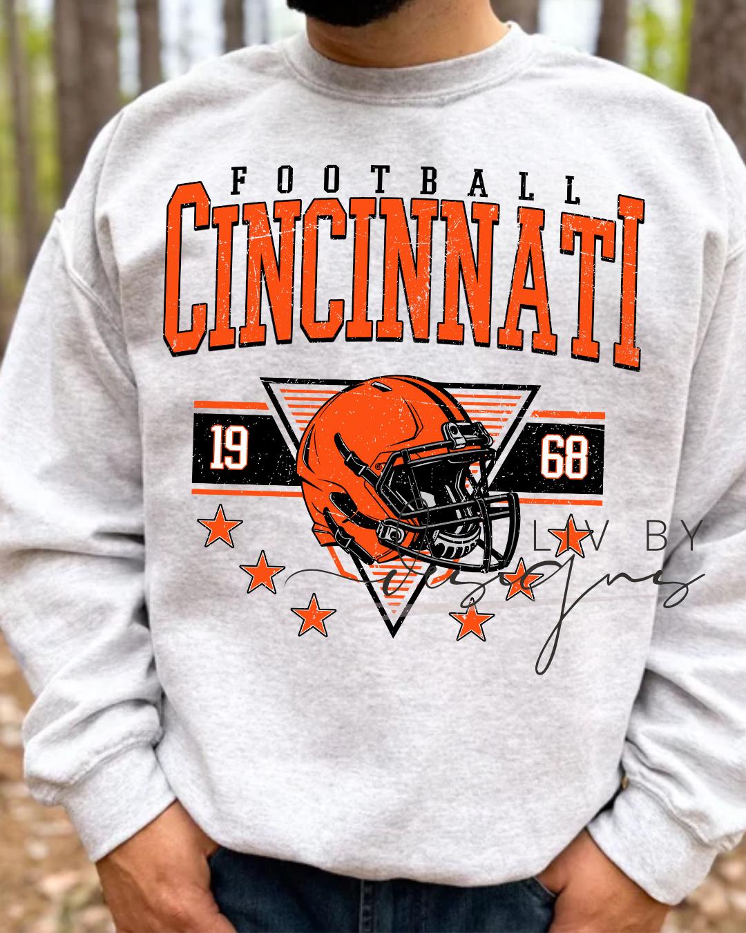Cincinnati Football Sweatshirt | Retro Helmet Graphic, Gildan Unisex