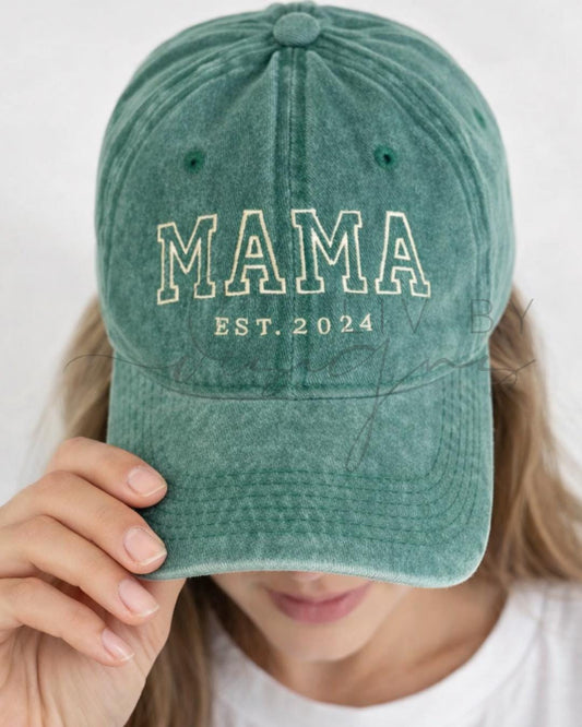 Custom Mama Embroidered Hat | Mother's Day Gift for mom Est Date | Gift Idea for her | Mama everyday ballcap