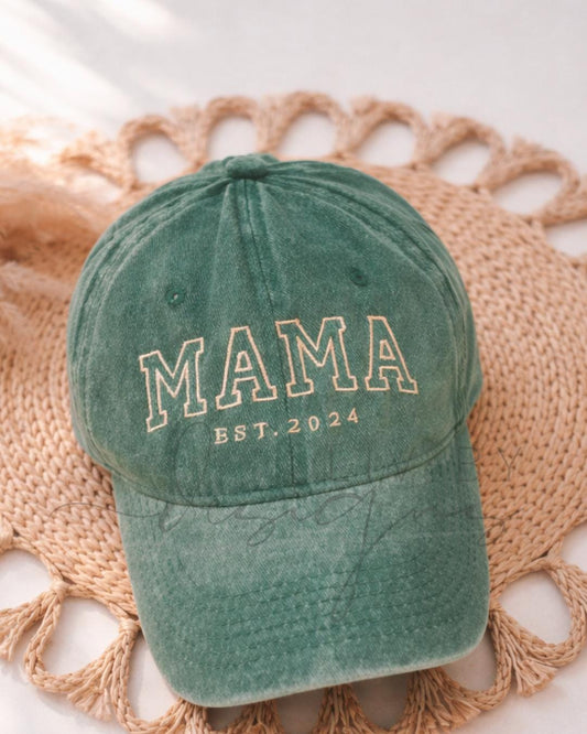 Custom Mama Embroidered Hat | Mother's Day Gift for mom Est Date | Gift Idea for her | Mama everyday ballcap