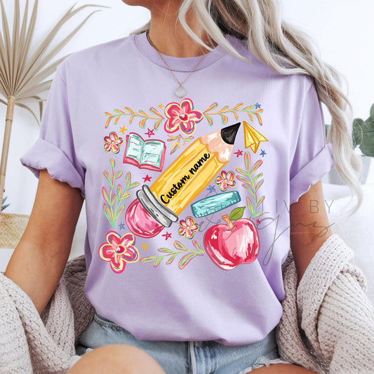 Custom name Teacher Tee Comfort Color  | Matching Bestie Teacher Tees Teacher Appreciation Gift for Elementary Teacher, Custom saying school
