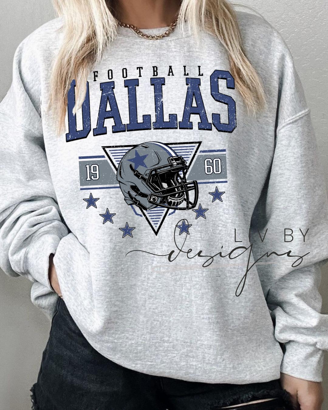 Dallas Football Retro Helmet Sweatshirt | Vintage Fan Apparel