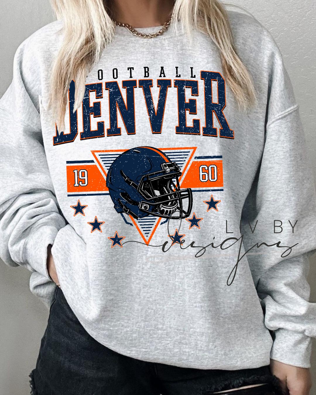 Denver Football Crewneck | Retro Helmet Graphic Sweatshirt