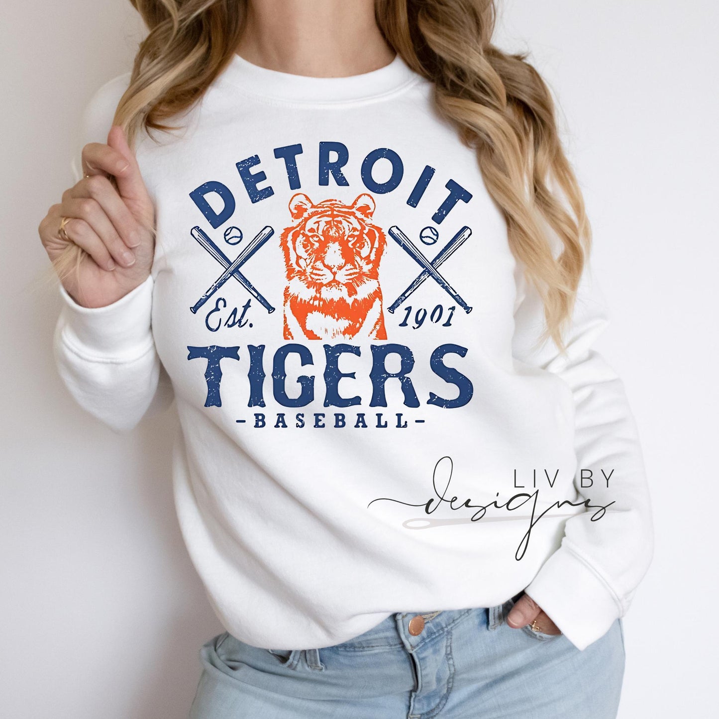 Detroit  Baseball Crewneck | Vintage Style Tiger Sweatshirt