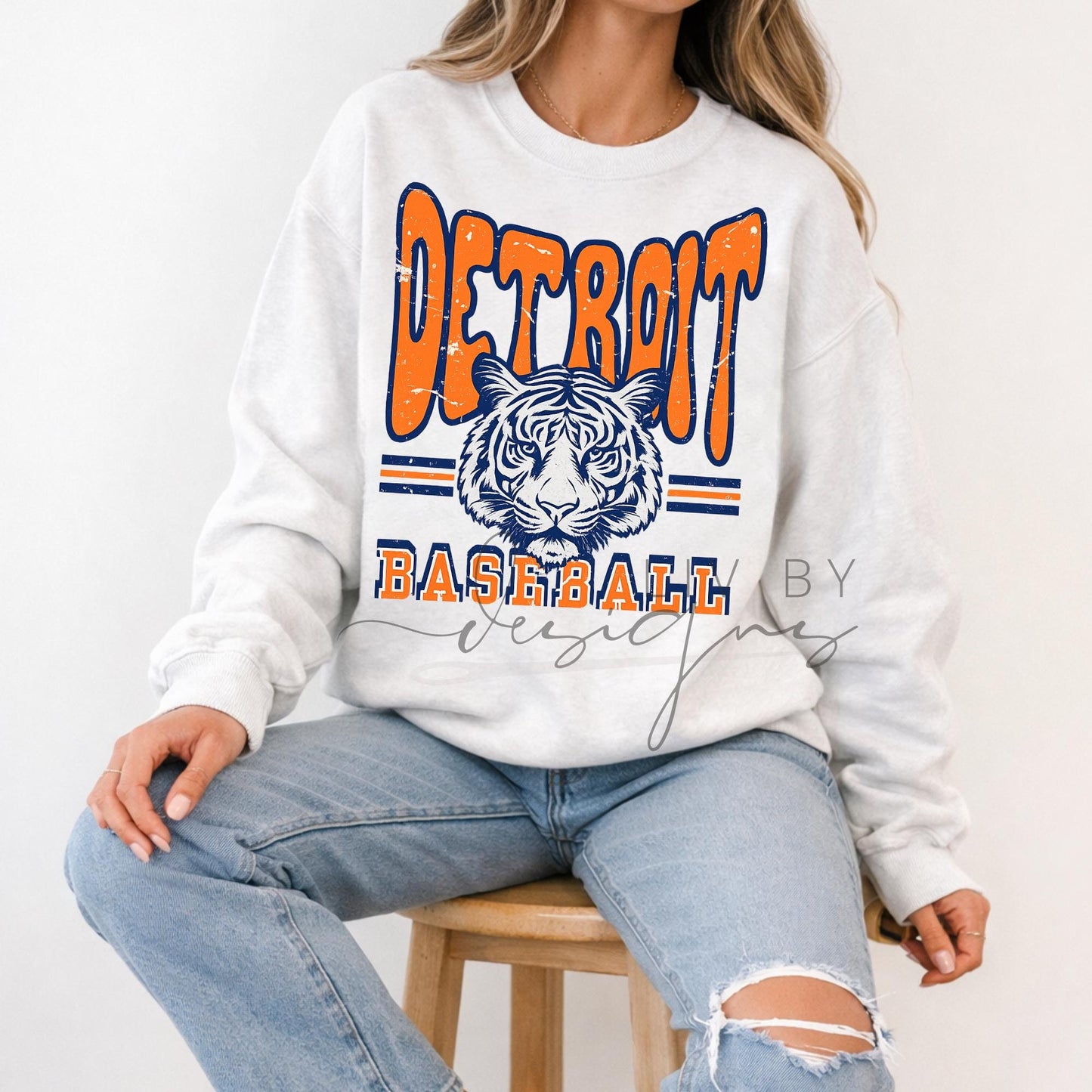 Detroit Baseball Tiger Crewneck Sweatshirt | Game Day Apparel, Unisex Fleece