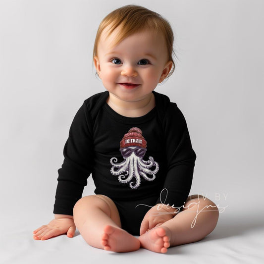 Detroit Hockey Octopus | Infant & Toddler Sports Gear | Hockey Fan Merch | DTF Prints