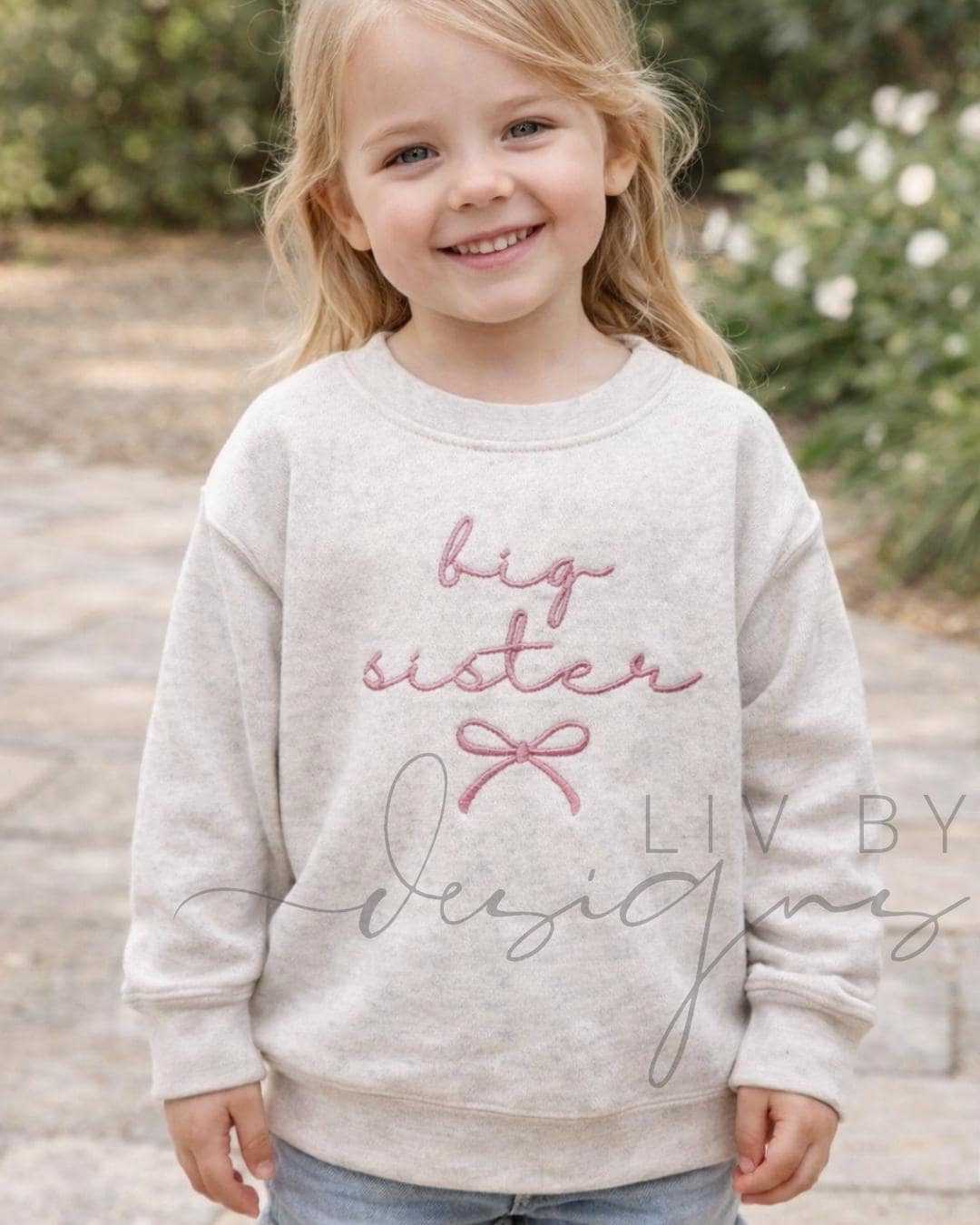 Embroidered Big Sister Toddler Sweatshirt | Personalized Announcement