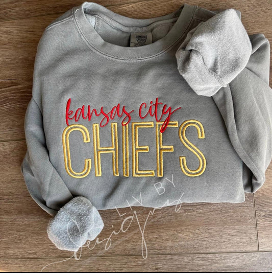 Embroidered Football Team Crewneck | Comfort Colors Pullover