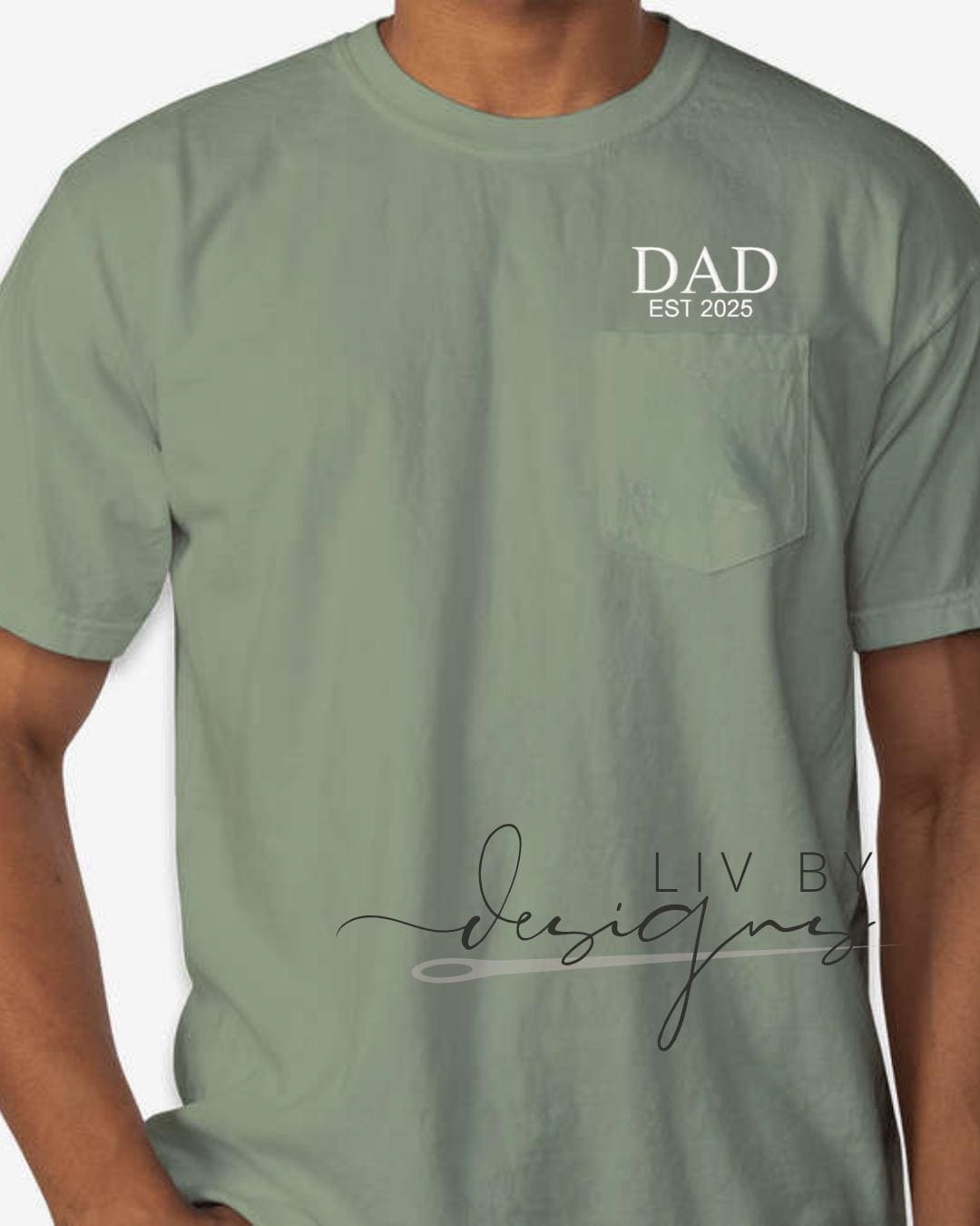 Embroidered Papa Est. 2025 Comfort Colors Pocket T-Shirt | New Dad Gift