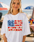 Floral American Flag Shirt | Patriotic USA Graphic Tee | Women's Fourth of July Apparel __etsy:8117313124