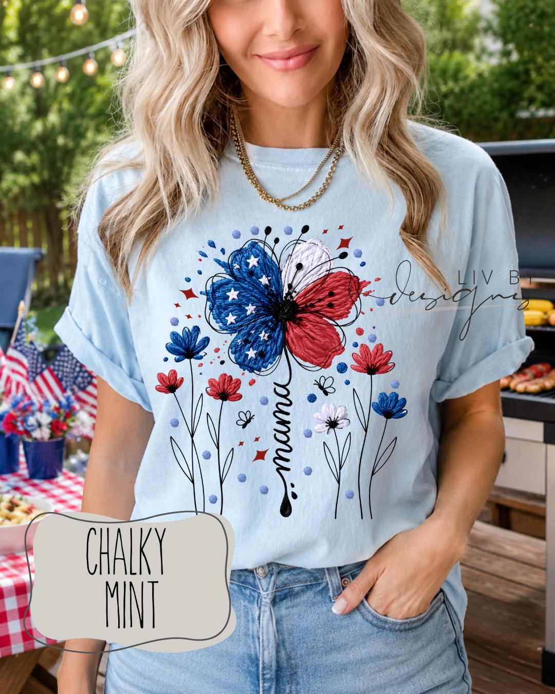 Floral Mama USA t-shirt | Comfort Colors Patriotic T-Shirt for the 4th of July __etsy:8037173042