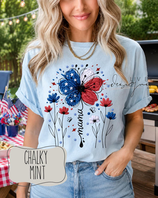 Floral Mama USA t-shirt | Comfort Colors Patriotic T-Shirt for the 4th of July __etsy:8037173042