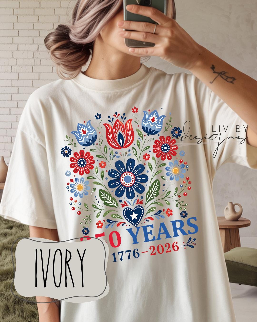 Floral USA Graphic Tee | Comfort Colors Patriotic Anniversary T-Shirt for the 4th of July __etsy:8085084789