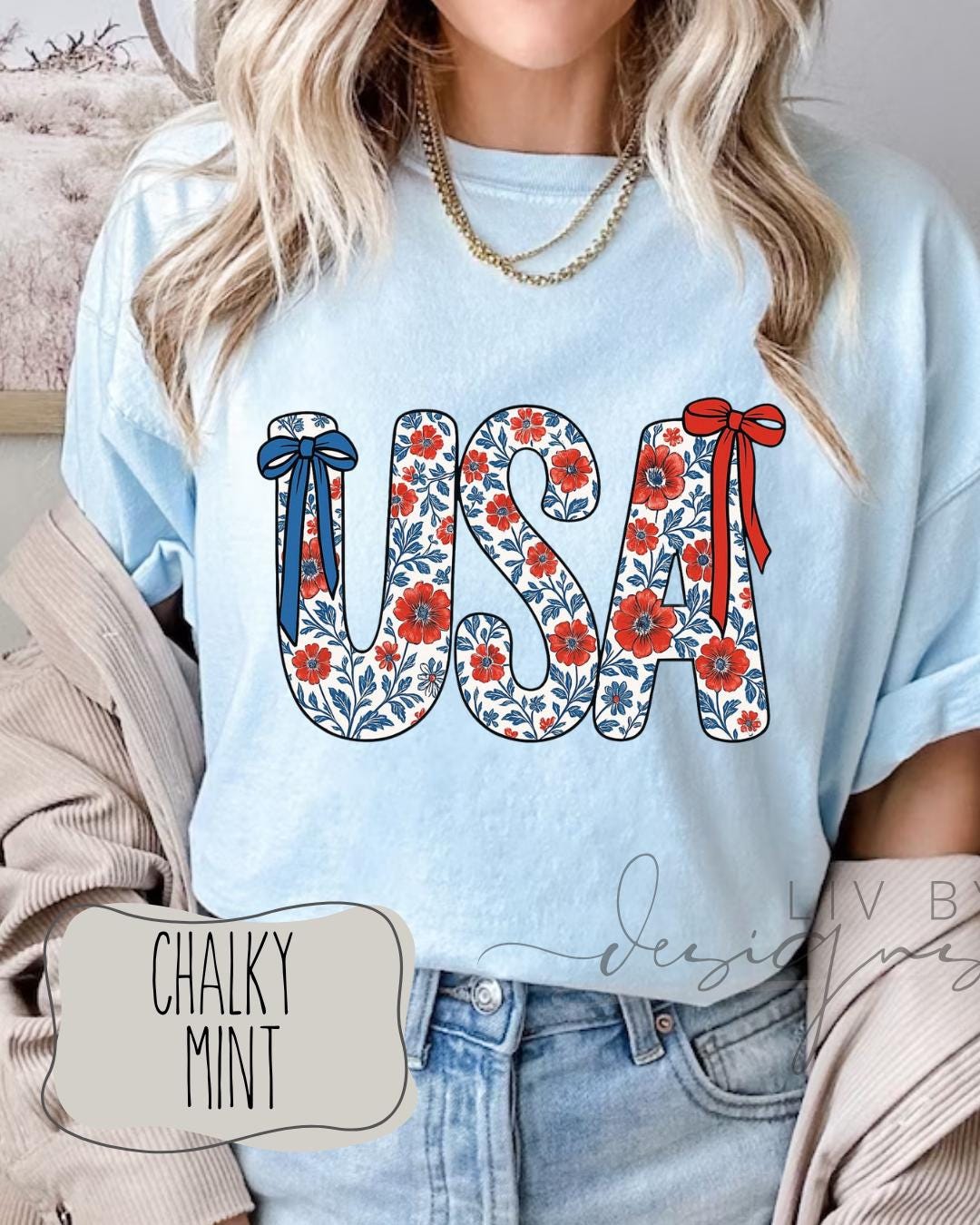 Floral USA Graphic Tee | Comfort Colors Patriotic T-Shirt