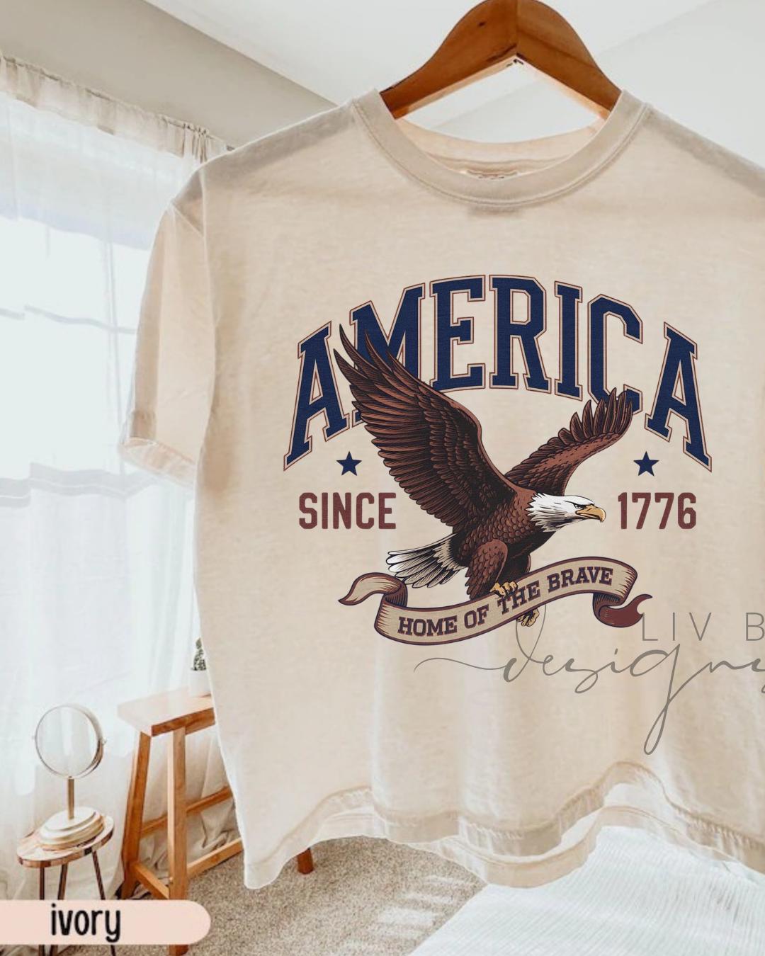 Fourth of July Cropped Tshirt, Patriotic Retro Cropped tee, Comfort Colors Boxy Tee | Patriotic land of the free, USA Retro Shirt
