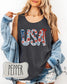 Fourth of July Tank top, Patriotic Retro tank, Comfort Colors Tank top | Patriotic large letter Graphic, USA Retro Shirt