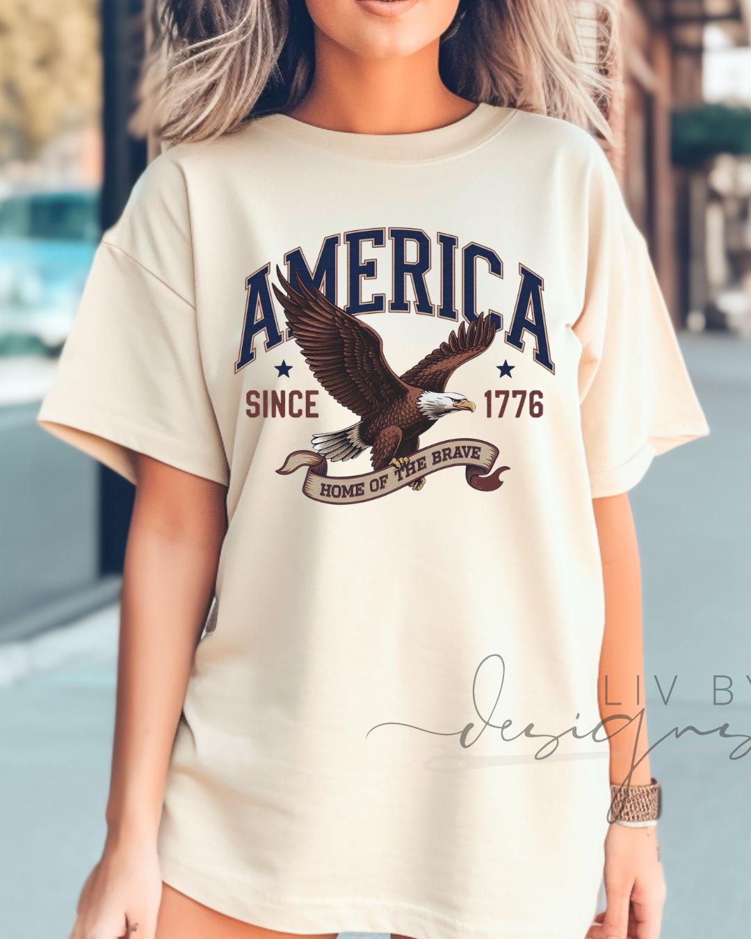 Fourth of July Tshirt, Patriotic Retro tee, Comfort Colors Tee | Patriotic floral Graphic, USA Retro Shirt