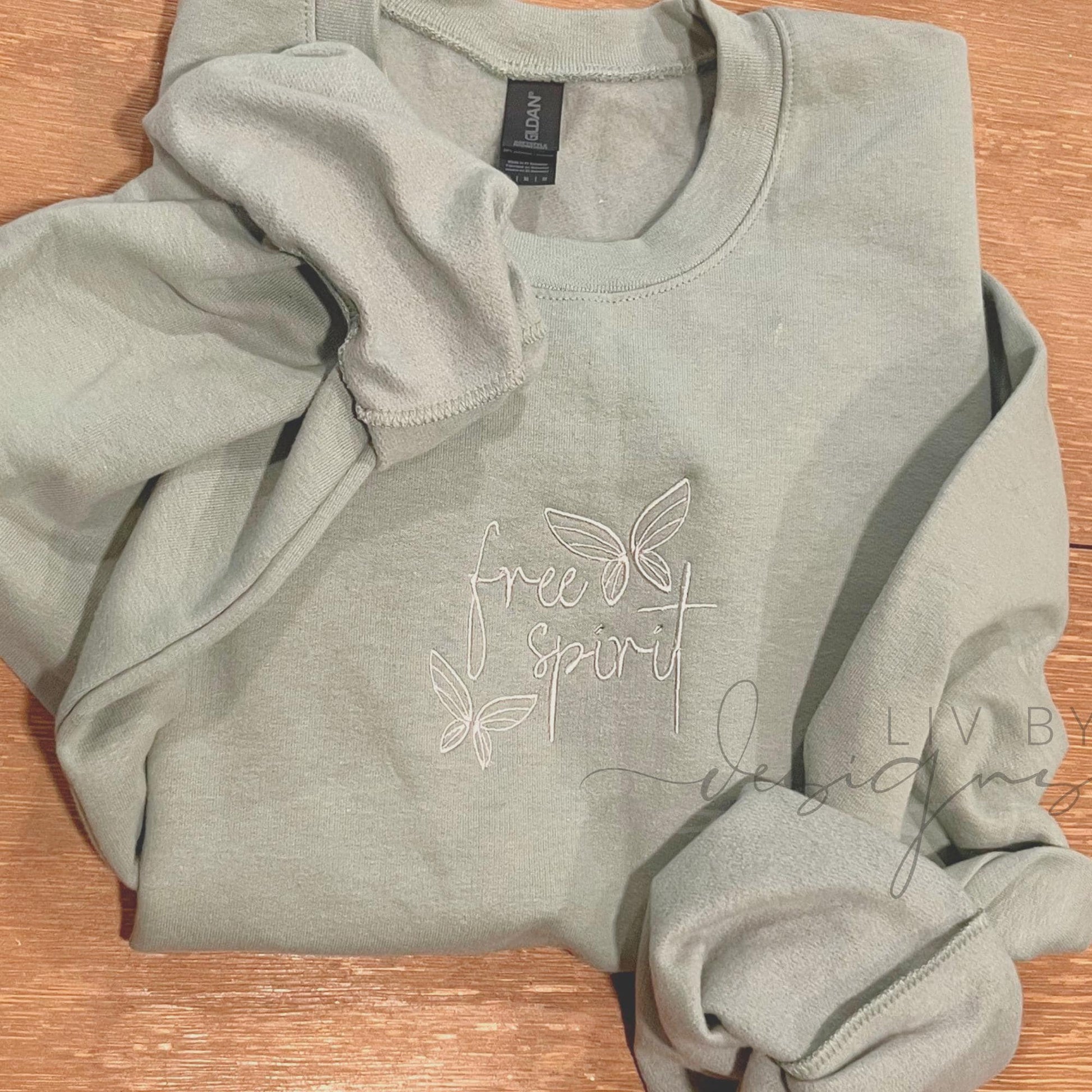 Free Spirit Embroidered Crewneck | Butterfly Embroidery Sweatshirt | Faith Inspired Crew | Minimalist Christian Pullover __etsy:8053496958