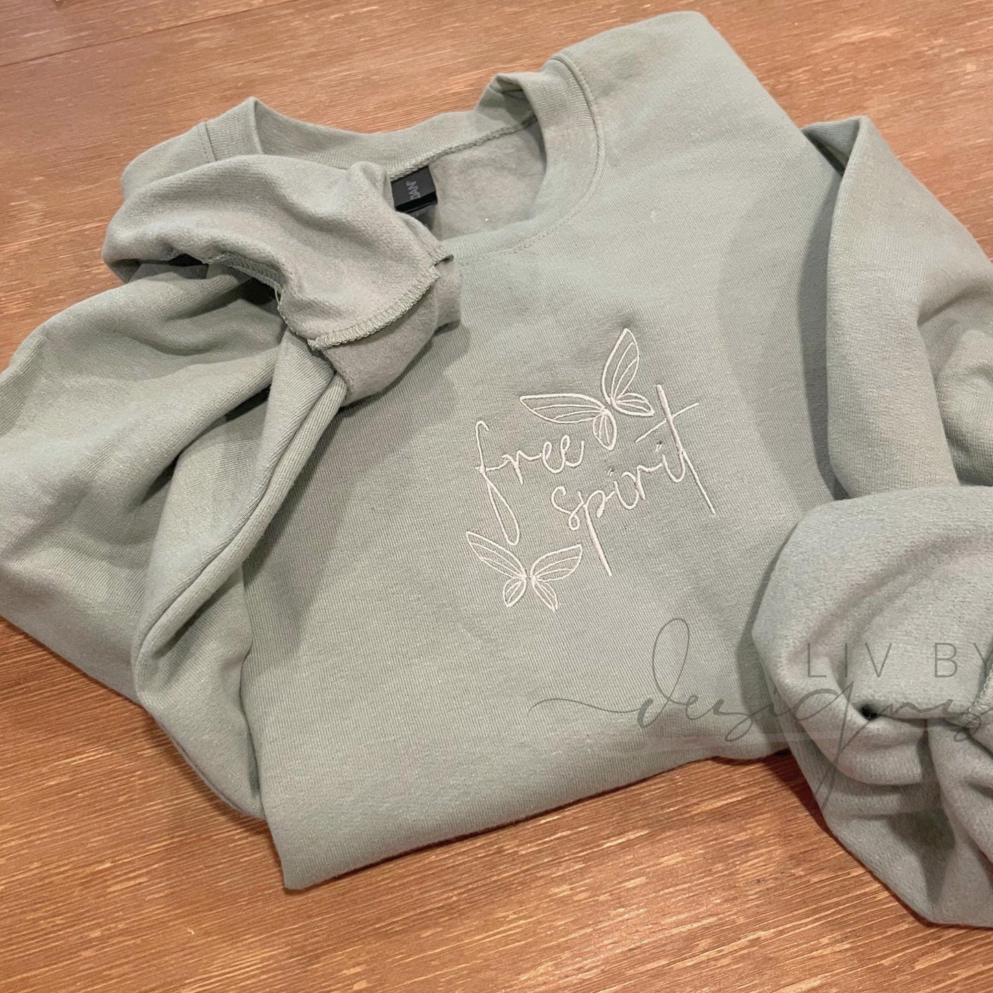 Free Spirit Embroidered Crewneck | Butterfly Embroidery Sweatshirt | Faith Inspired Crew | Minimalist Christian Pullover __etsy:8101411367