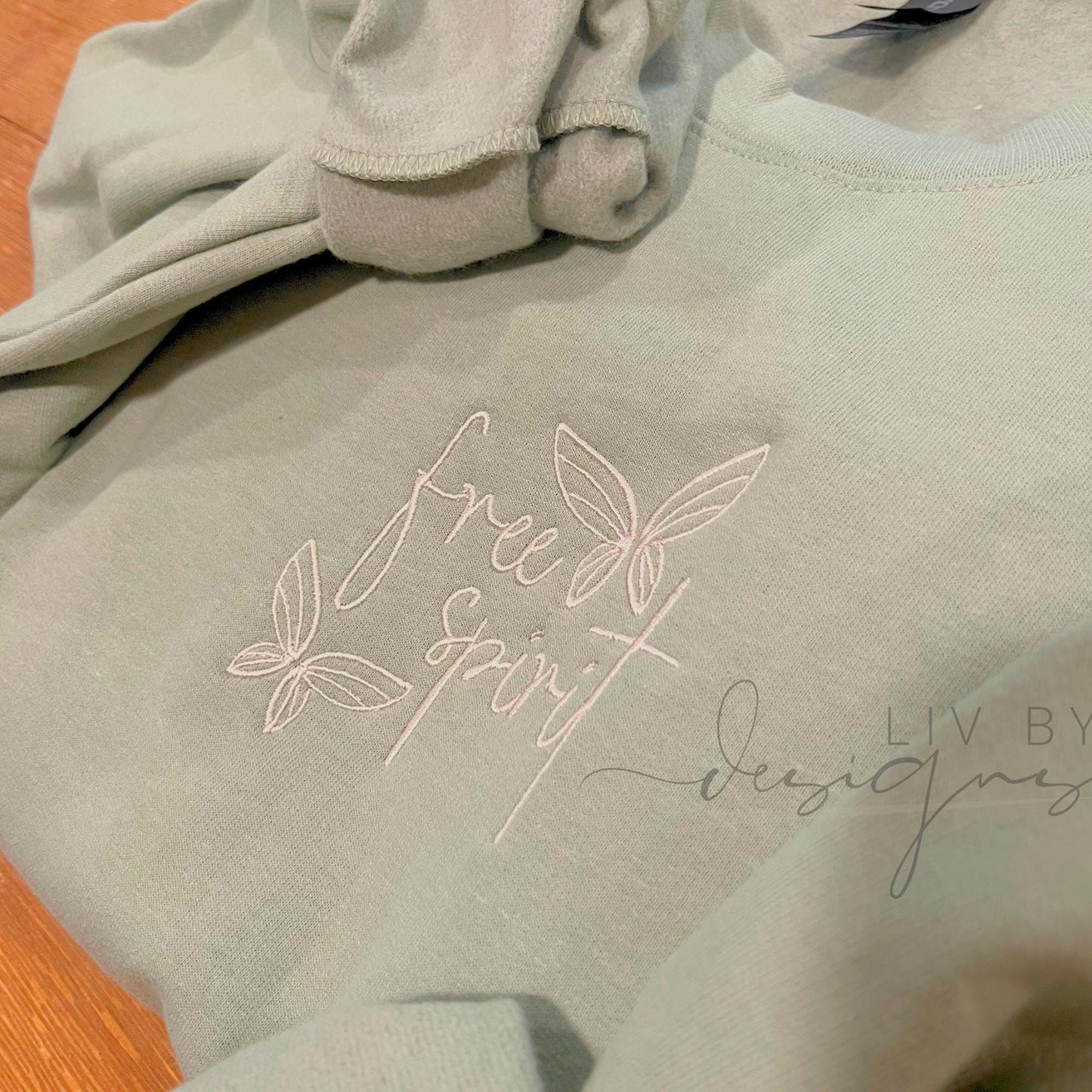 Free Spirit Embroidered Crewneck | Butterfly Embroidery Sweatshirt | Faith Inspired Crew | Minimalist Christian Pullover __etsy:8053496938