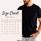 “Comfort Colors unisex size chart with man wearing shirt”