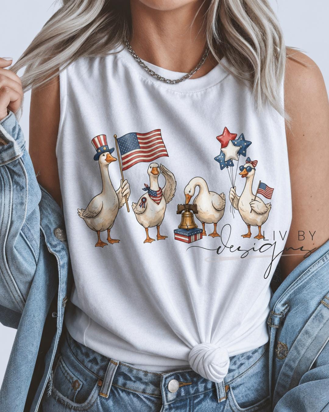 Funny Patriotic Goose Muscle Tank | Fourth of July Goose Shirt | Americana Summer Tank | Cute USA Tank Top | Patriotic BBQ Outfit for Women __etsy:8093641035