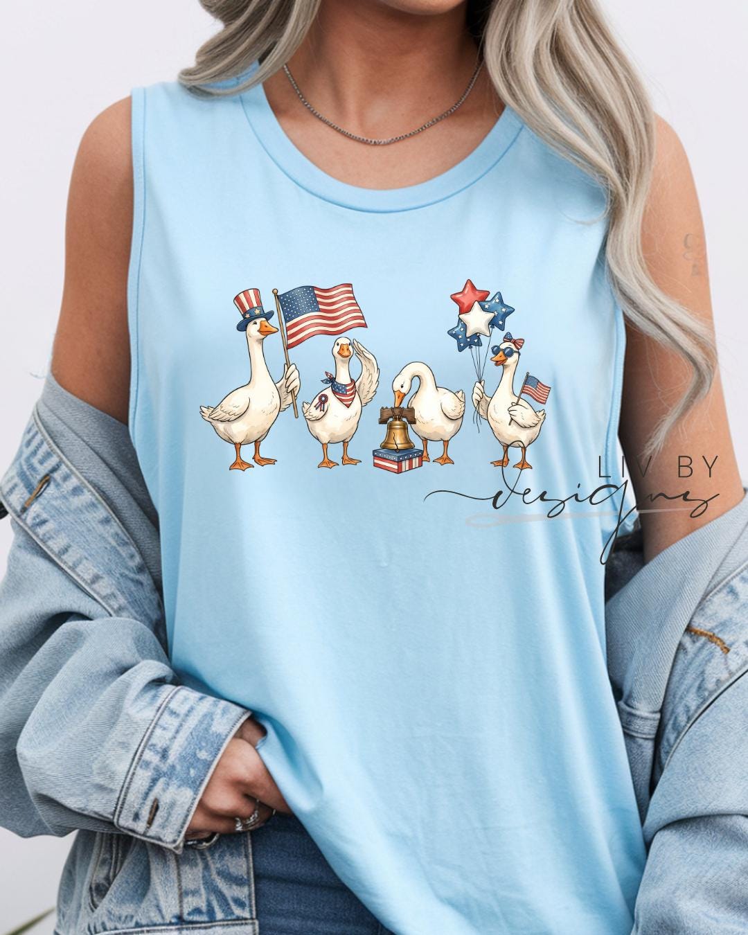Funny Patriotic Goose Muscle Tank | Fourth of July Goose Shirt | Americana Summer Tank | Cute USA Tank Top | Patriotic BBQ Outfit for Women __etsy:8045730478