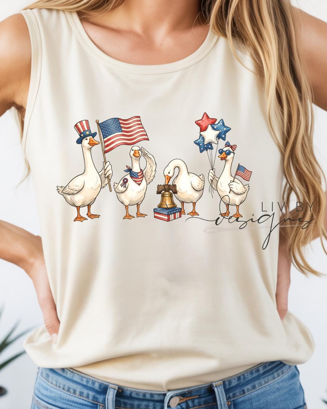 Funny Patriotic Goose Muscle Tank | Fourth of July Goose Shirt | Americana Summer Tank | Cute USA Tank Top | Patriotic BBQ Outfit for Women __etsy:8093640965