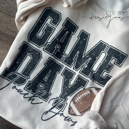 Vintage Game Day Block Lettering Football Crewneck | Game Day Pullover