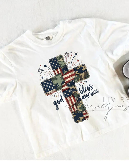God Bless America Comfort Colors Crop Top | Christian Patriotic Shirt | Faith Based __etsy:8165371577