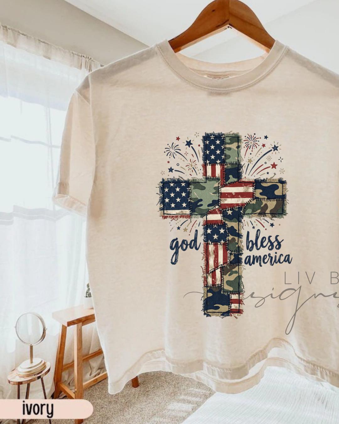 God Bless America Comfort Colors Crop Top | Christian Patriotic Shirt | Faith Based __etsy:8165371823
