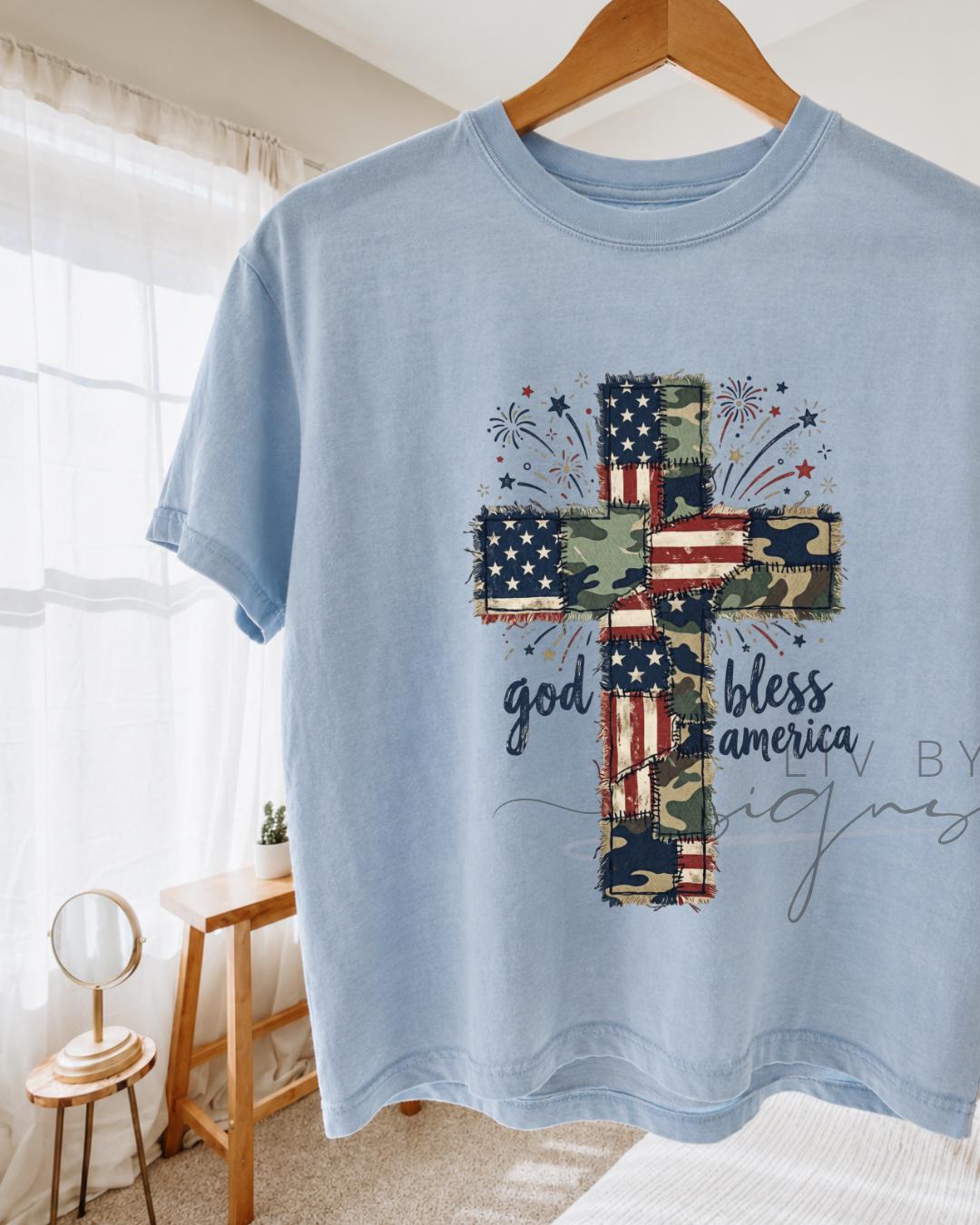 God Bless America Comfort Colors Crop Top | Christian Patriotic Shirt | Faith Based __etsy:8165371879