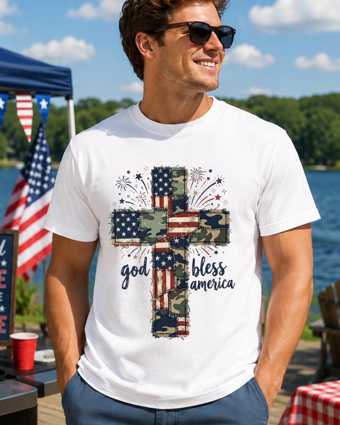 God Bless America Cross Shirt | Comfort Colors 1717 | Patriotic Faith Tee | Christian Fourth of July Shirt __etsy:8112897822