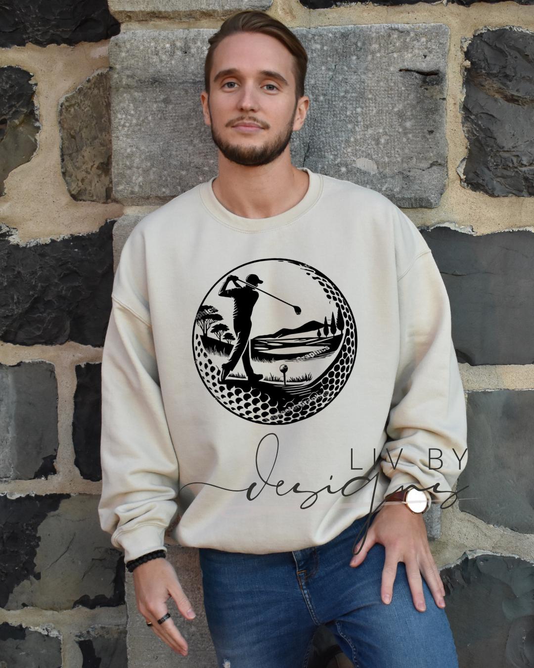 Golf Ball Scene Crewneck or Hoodie | Gift for Golfing Dad