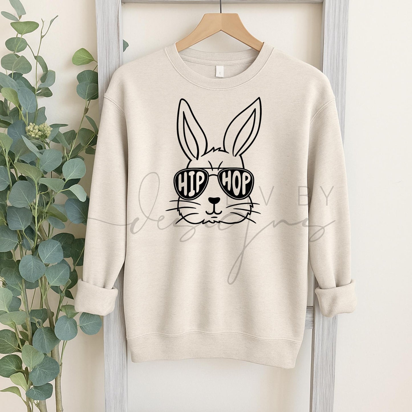 Hip Hop Bunny Easter Crewneck | Bella + Canvas Unisex Sweatshirt | Trendy Easter Bunny Pullover | Spring Graphic Crew