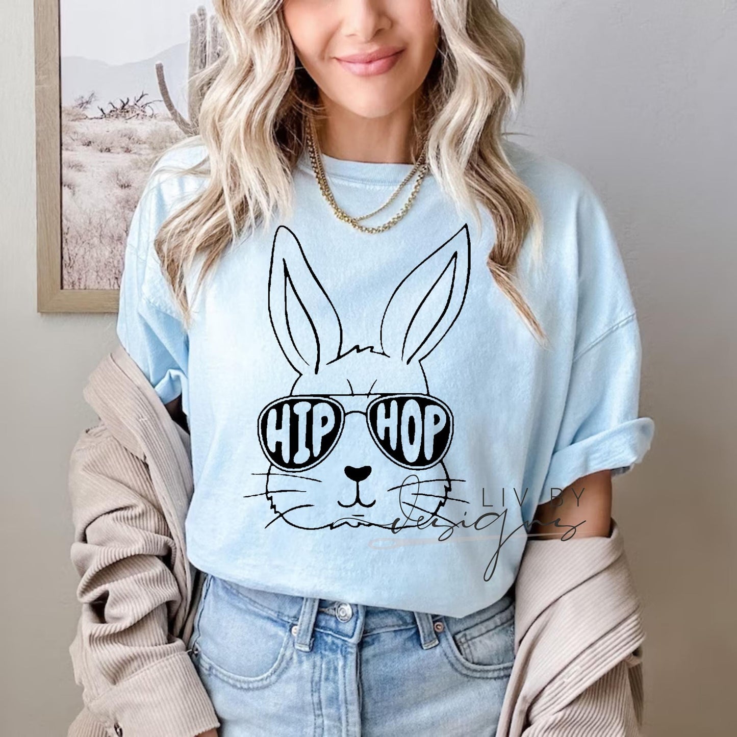 Hip Hop Bunny T-Shirt, Easter Spring Comfort Colors Apparel, DTF Graphic Tee