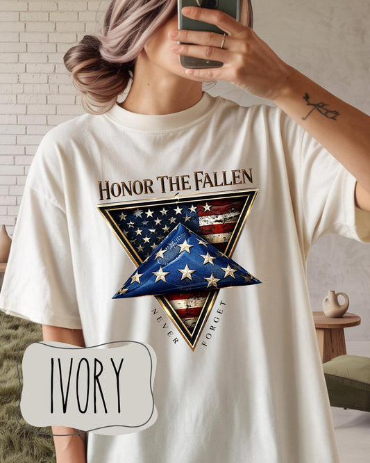 Honor the Fallen Memorial Day Shirt | Comfort Colors 1717 | Patriotic Military Tribute Tee | Never Forget Graphic Shirt __etsy:8112865196