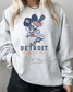 Cartoon Motor City Tigers Baseball Crewneck | Gildan Sublimated Sweatshirt | Vintage Tiger Mascot Pullover | Retro Baseball Fan Gift