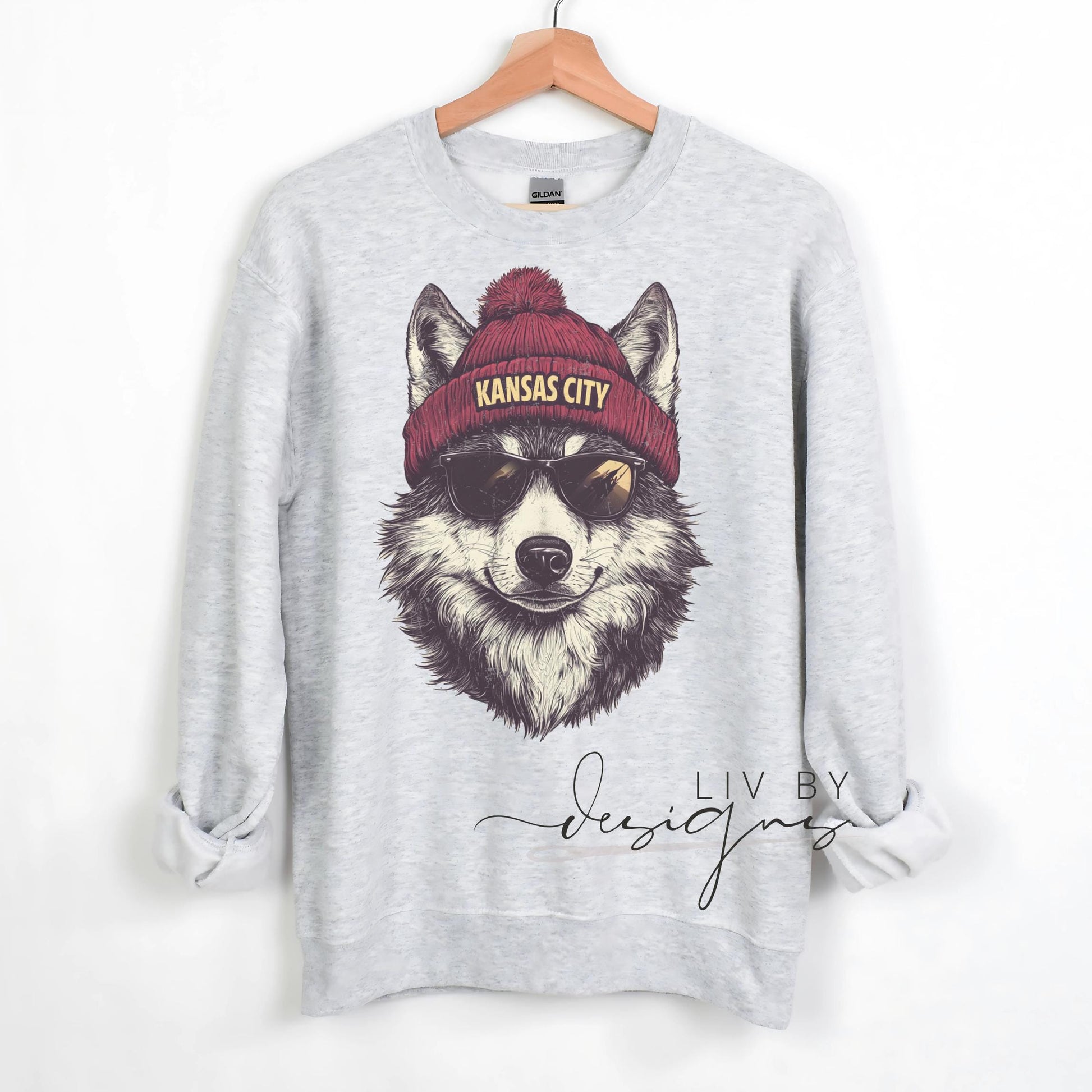 Kansas City Football Sweatshirt | Wolf Sublimated Crewneck, Game Day Apparel