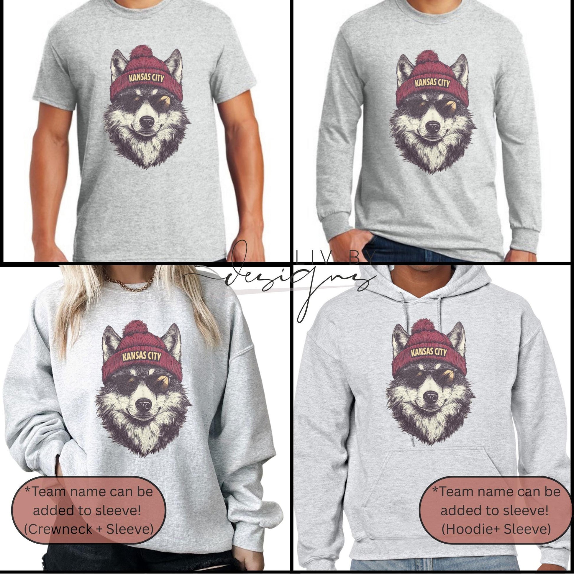 Kansas City Football Sweatshirt | Wolf Sublimated Crewneck, Game Day Apparel