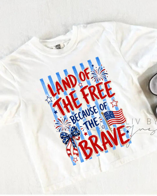 Land of the Free Because of the Brave Comfort Colors Crop Top | Patriotic Fourth of July Shirt | Military Support Tee __etsy:8165436825