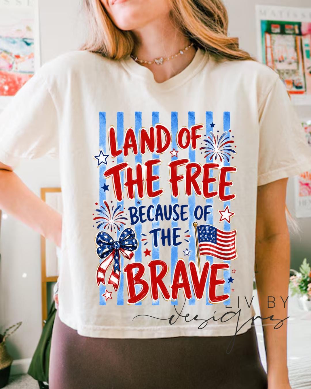 Land of the Free Because of the Brave Comfort Colors Crop Top | Patriotic Fourth of July Shirt | Military Support Tee __etsy:8117528774
