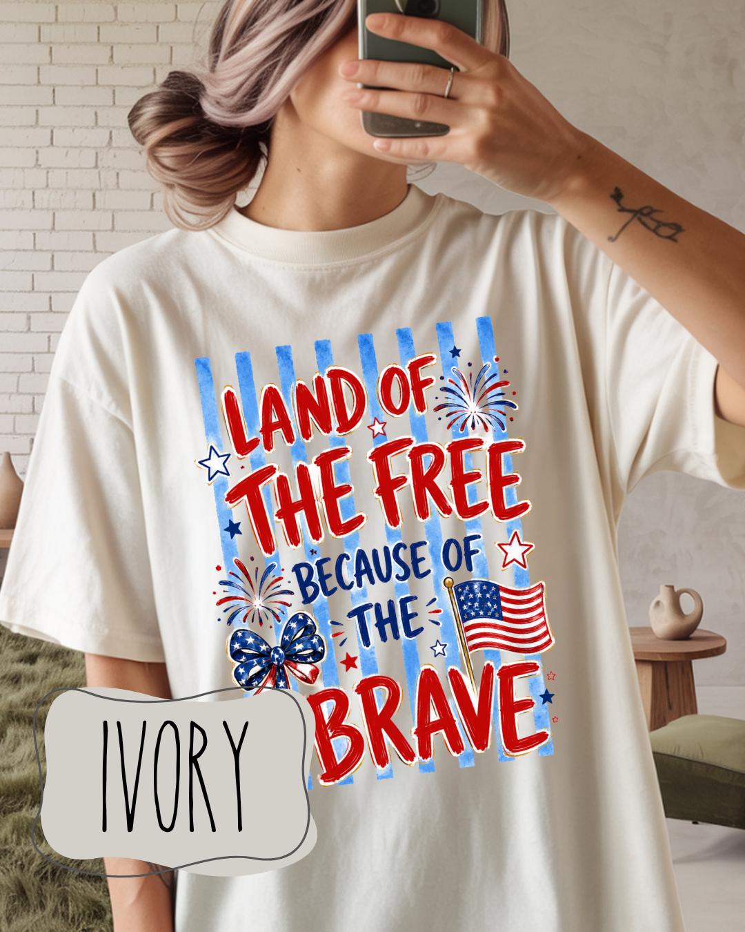 Land of the Free Because of the Brave Shirt | Patriotic Fourth of July Tee | Military Appreciation __etsy:8117255278
