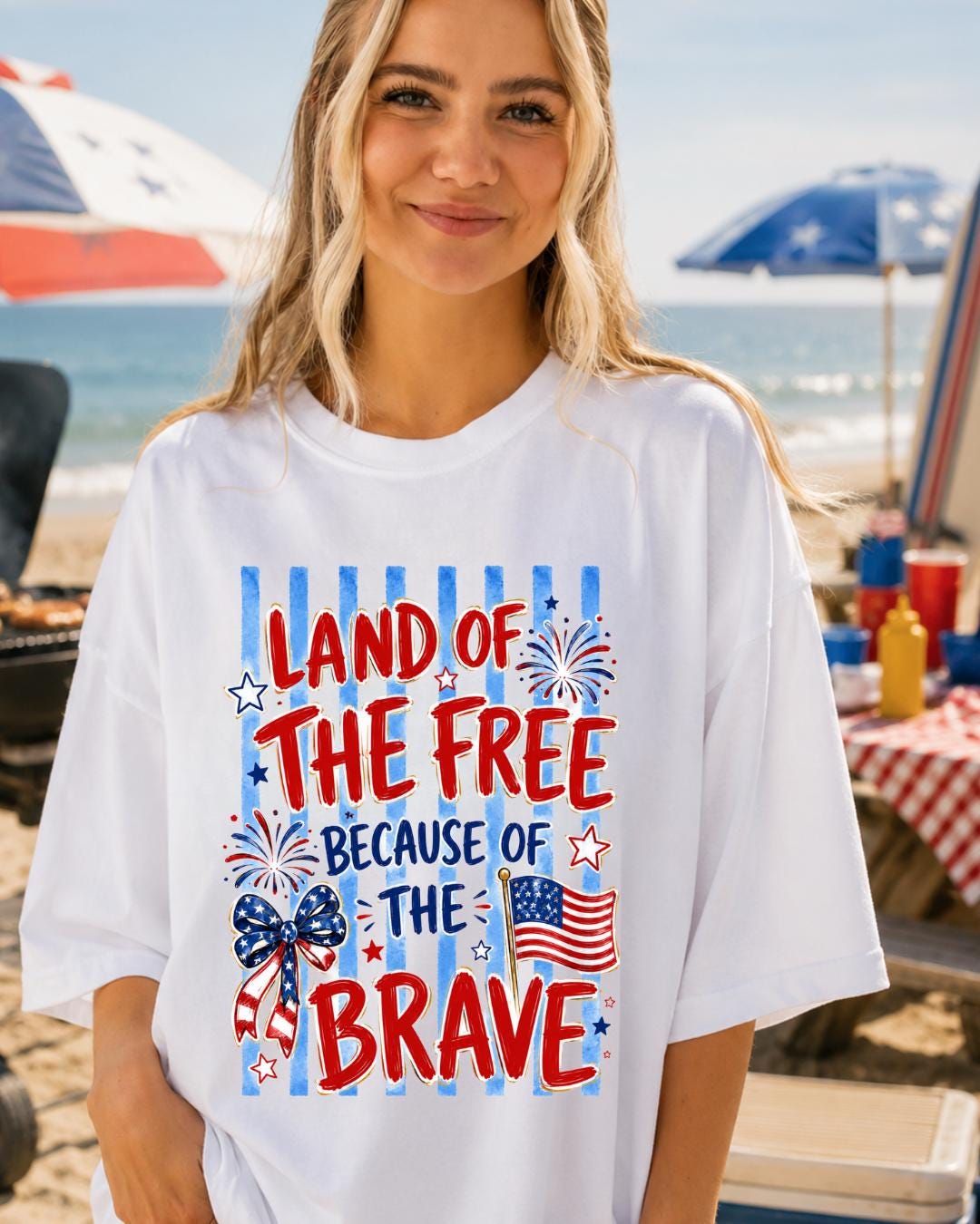 Land of the Free Because of the Brave Shirt | Patriotic Fourth of July Tee | Military Appreciation __etsy:8117255286