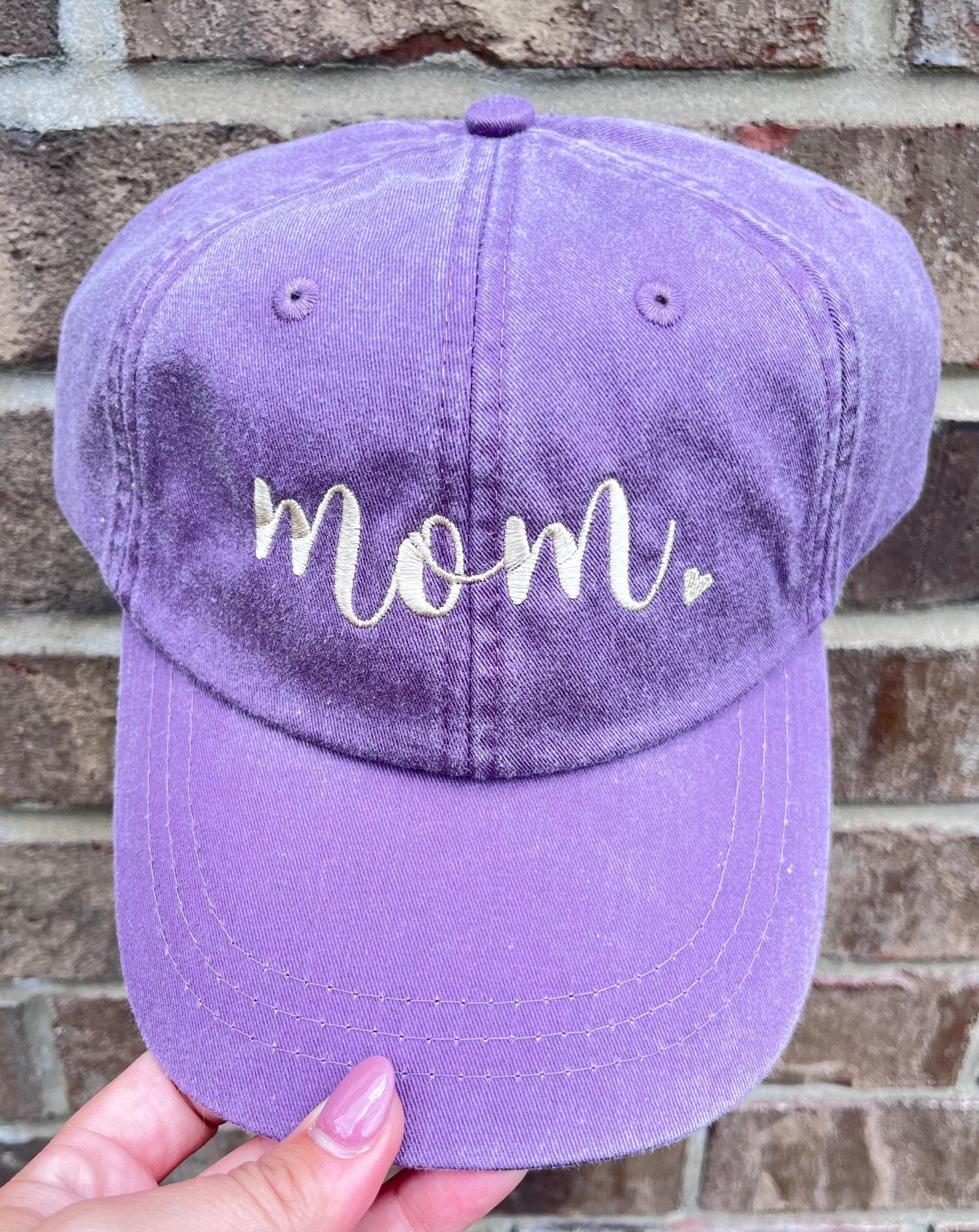 Large cursive name Baseball Cap Pigment Dyed with Leather Strap for adjustment