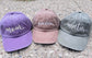 Large cursive name Baseball Cap Pigment Dyed with Leather Strap for adjustment